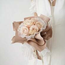 1张花束包装纸，韩式鲜花包装网纸，花网抗皱波浪纸，适用于母亲节、结婚纪念日、生日花店用品，DIY烘焙蛋糕装饰鲜花包装材料 - 彩色 - 查看 4