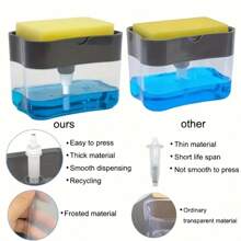 1 Set Soap Dispenser With Sponge Holder - Plastic Kitchen Sink Dish Soap Pump Dispenser With Sponge Holder, No Electricity Needed - Includes 1 Dispenser, 1 Sponge Holder And 1 Sponge (Random Color) Home Bathroom Decor Bathroom Accessories Bathroom Organizer Fall Decor Back To School Storage