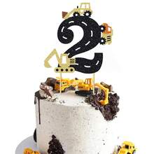 1 件/15 件建筑主题 2/1/3/4/5 岁生日蛋糕装饰、挖掘机二/一/三/四/五岁生日蛋糕装饰（适用于 BB 派对）、卡车路标生日蛋糕装饰、建筑主题 2/1/3/4/5 周年派对装饰 - 彩色 - 查看 16