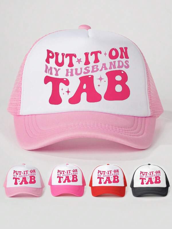 1 peça chapéu de sol de malha ajustável com estampa "Put It On Tab", chapéu casual respirável com proteção solar, adequado para viagens de primavera/outono, versátil e moderno, estilo Y2K para jovens