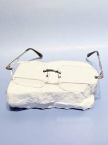 1 pieza Gafas sin marco de estilo retro geométrico bohemio, de moda y versátil para conducir, fiestas, acampar, la playa, adecuado para varias ocasiones, elegante estilo occidental Y2K para vacaciones de verano en la playa, al aire libre, viajes