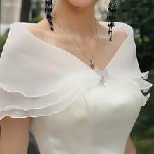 1 件新娘面纱披肩，薄款婚礼披肩，单肩新娘披肩，适合婚礼/晚礼服 - 彩色 - 查看 7