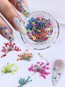 3D Flower Nail Art Decoration 1/2Boxes Dried Flower Leaf Stickers Yellow Green Pink Blue Red Natural Floral Petals Charms Mixed Nail Decor Summer Manicure Accessories Nail Supplies Nails Nail Gems - Multicolor - View 15