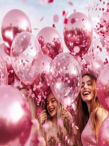 粉紅色亮片+金屬紅