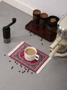 Coffee Mat Arabic Style Absorbent Insulated Coaster Coffee Or Tea Coaster Table Mat Heat Resistant Drying Non-Slip Coffee Coaster Suitable For Coffee Machine, Coffee Pot, Coffee Accessories 1 Piece