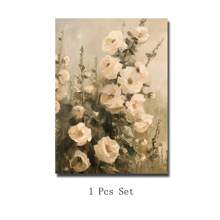 Set Of 1 Abstract Botanical Wall Art - Neutral Beige Rustic Floral Print,Modern Minimalist Canvas Painting For Home Decor,Vintage Wildflower Poster For Kitchen,Bedroom,Office,Unframed