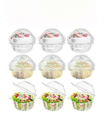 25 件/套透明塑料甜品盒，带熊头设计 - 适用于蛋糕、饼干和糕点 - 适用于婚礼、节日和餐饮活动、节日零食盒 | 圆形透明容器 | 坚固的结构