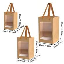 Set de 5/10 piezas de bolsas de papel Kraft con ventana en marrón, blanco, negro y rosa para regalo, bolsa de cumpleaños, bolsa de fiesta, bolsa de papel para embalaje exterior, bolsa de papel con soporte, suministros para fiestas, bodas, cumpleaños, decoración de fiestas, novia, despedida de soltero, dama de honor, regalo para nueva madre