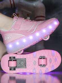 Klassisch, modisch, cool und bequem LED aufladbare blinkende Rollschuhe, geeignet für Teenager und Erwachsene, Lässig und schnelles Rollerskaten