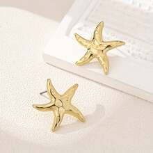 1 Pair Fashionable Elegant Simple Starfish Earrings - Gold - View 3