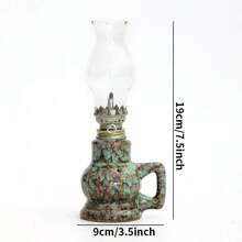 1pc Ceramic Kiln-Fired Glaze Oil Lamp With Handle And Shade, Adjustable Wick Camping Oil Lamp, Indoor Ceramic Oil Lamp Candlestick, Oil Lamp/Hurricane Lamp With Fire Control Knob, Suitable For Christmas, Easter, Ramadan, Valentine's Day, Gifts