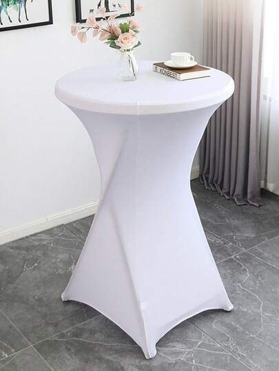 1pc Fitted Elastic Round Spandex Table Cover Stretch Cocktail Table Cloth Bar Table Cover For Parties, Banquets, Hotel, Wedding, Picnics, Holiday Event Birthday, Meeting Ceremony Decoration