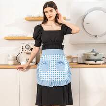 1pc Plaid Apron, Women's Waist Apron With Ruffled Hem, Vintage Maid Apron Design, With 2 Pockets, Suitable For Female Waitress Kitchen Cooking, Practical With 2 Pockets - Multicolor - View 7