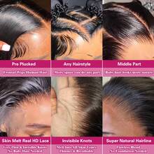 250% Density 42Inch Body Wave 13x6 HD Lace Front Wigs Human Hair 250 Density 12A 100% Virgin Frontal Wigs Human Hair 13x6 Body Wave Glueless Wig For Women Pre Plucked Bleached Knots With Baby Hair Natural Black - Natural Black - View 5