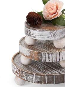 1 件日式方形木托盘，装饰拼盘，用于早餐、小吃、干果、下午茶、甜点 - 棕色 - 查看 7