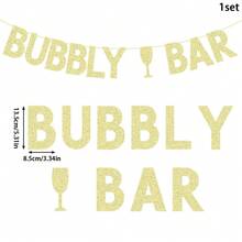 1set Gold Glitter Bubbly Bar Banner For Wedding Bridal Shower Bachelorette Wine Engagement Party Decorations Supplies - Gold - View 2