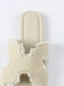 女士时尚平底防滑拖鞋，春夏沙滩装 - 米色 - 查看 10