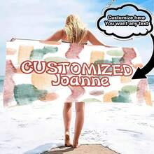Personalized Beach Towel With Customized Text - Fashionable Design, Quick-Dry And Highly Absorbent, Perfect For Beach, Pool, Camping And Travel - Ideal Gift For Valentine's Day, Birthday, Father's Day And Mother's Day, Beach Essential | Personalized Gift | Fast Drying Fabric Bathroom Decor Summer Beach Essentials - Multicolor - View 49