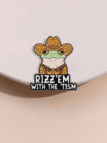 1pc Perfect Gift For Neurospicy Friends - Funny Cowboy Frog Pin With 'TISM Humor - Multicolor - View 1