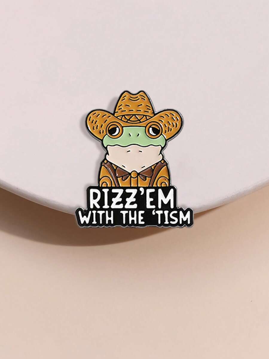 1pc Perfect Gift For Neurospicy Friends - Funny Cowboy Frog Pin With 'TISM Humor - Multicolor - View 1