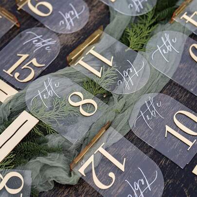 10pcs/Set Acrylic Arch-Shaped Table Number Plates, Party, Graduation, Wedding Table Number Plates