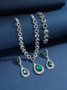 1Set Women's Fashion Jewelry 3 Pieces Set: Necklace, Earrings, Bracelet - Royal Blue - View 11