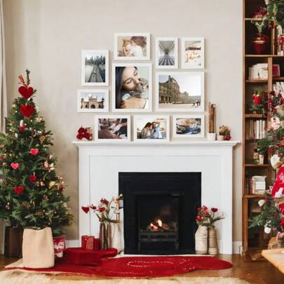 SONGMICS 10-Pack Collage Picture Frames, Versatile Set With Two 8x10, Four 5x7, Four 4x6 Frames - Wall Gallery Decor Or Tabletop Display - Clear Glass Front