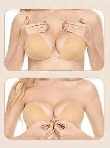 2 Pairs Of Adhesive Reusable Strapless Front Closure Bras, Invisible Nipple Cover Boob Pads, Women Underwear And Lingerie Accessories For Dresses And Gowns In Summer