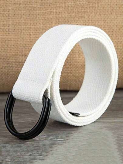 1pc Unisex Casual Canvas Belt With Simple Double Ring Buckle, Fashion Brand Color Strapold Money Vintage Autumn/Fall Urban Outfit Classic Christmas Winter Fashion Daily Men Boyfriend Gift