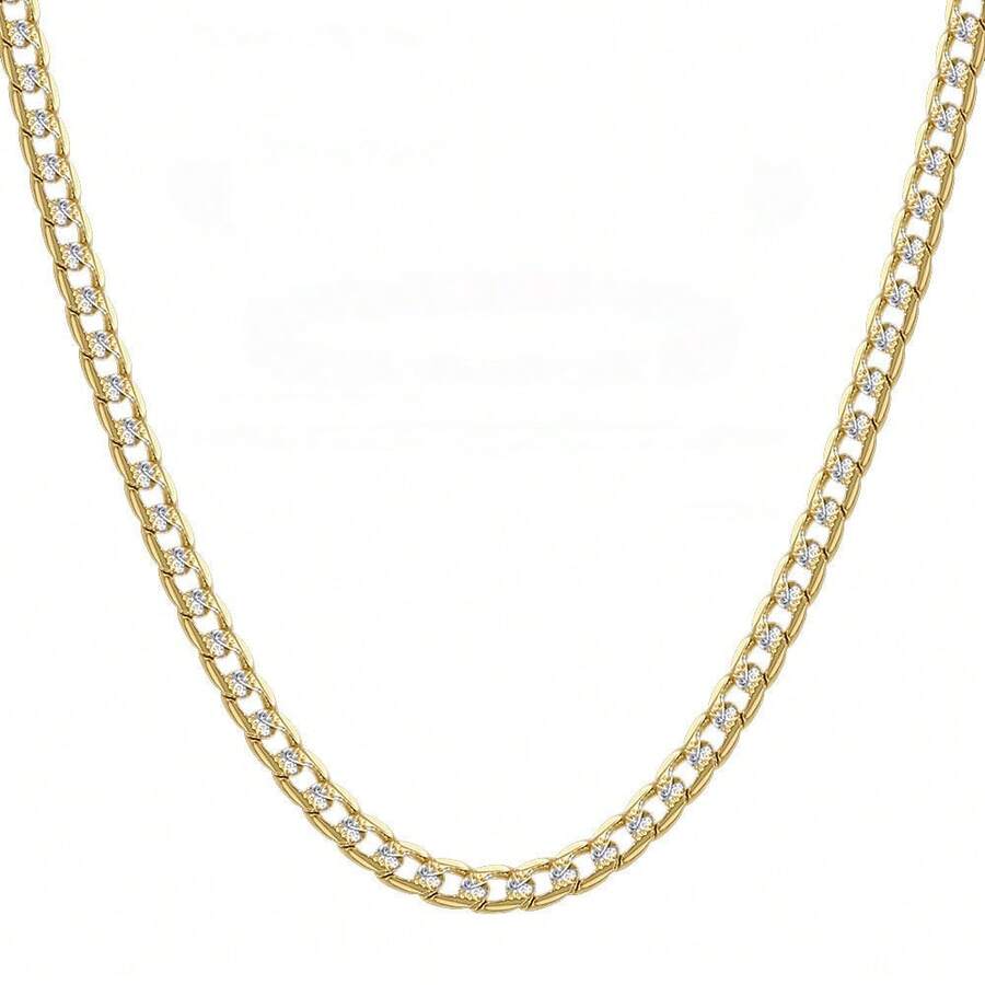 Collar de cadena cubana acanalada dorada de 4mm y 24" de largo, joyería y accesorio de verano para mujer - 24 pulgadas - Ver 1