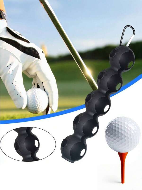 1 Stück Silikon Golf Ball Abdeckung mit Haken, 5 Bälle Golf Ball Tasche Schutzhülle Tragetasche Halter Golf Training Sport Zubehör