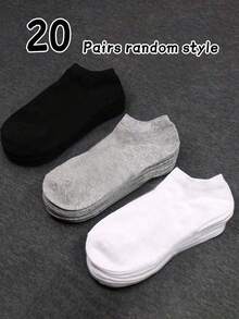 20pcs/10pcs/1 Pair Kids/Teens Sports Soft Elastic Ankle Socks, Black White Grey 3 Colors, Casual Daily/Outdoor, Suitable For Girls/Boys, Gifts For Mom/Dad, Girls/Boys Winter Clothes, Holiday Gifts - Multicolor - View 11