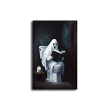 1pc/3PCS Wall Arts Posters Frameless/Framed Vintage Retro Cute Ghost Companion & Reads Book Canvas Prints Monster Holds Black Cat Wall Art Poster For Living Room Halloween Decor Home Decor Fall Decor Room Decor