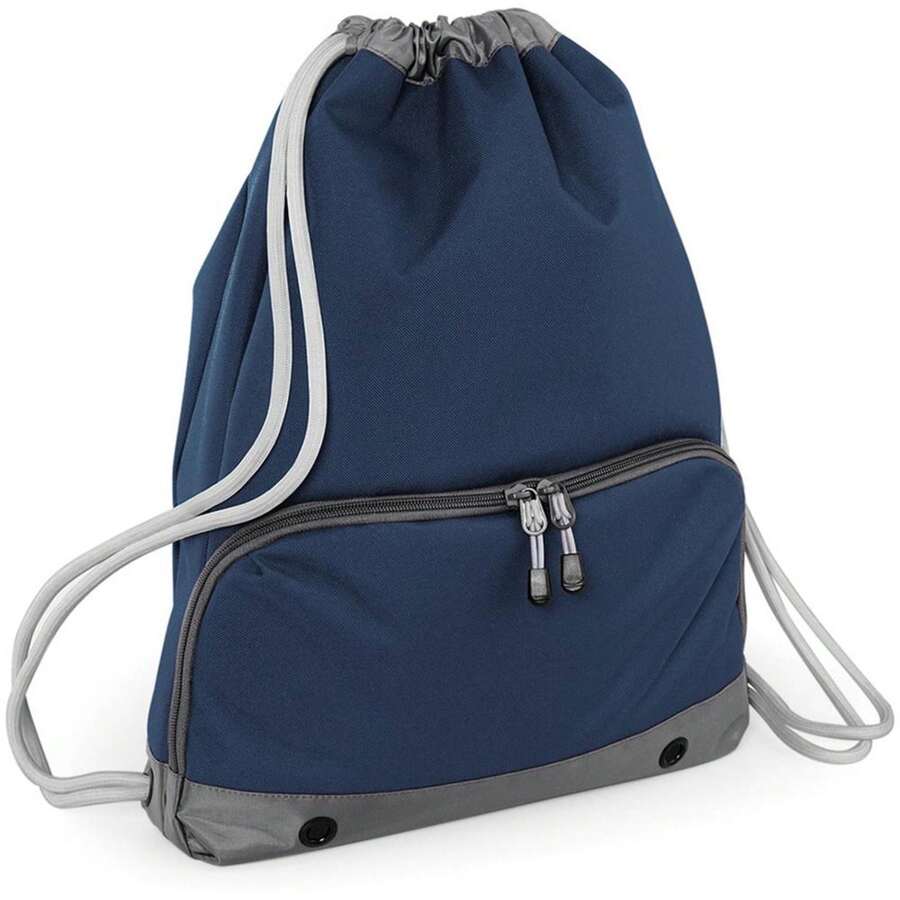Bagbase Athleisure Water Resistant Drawstring Sports Gymsac Bag (French Navy) - Blue - View 1