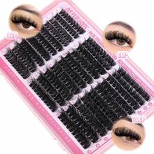 40pcs+50pcs+60pcs/60pcs+80pcs+100pcs Fluffy Cluster Eyelashes, 300pcs Individual Lashes, Thick Cluster Lashes, D-Curl Voluminous Lashes, 10-18mm Fine Cluster Lashes - D - 查看 8