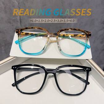 2pcs/Set Plastic Frame Stud Casual Readers, High Quality Fashionable Magnifying Reading Glasses