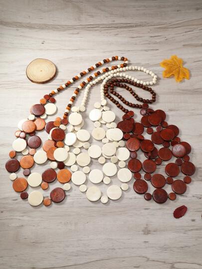 Handmade Wooden Bead Necklace, Exaggerated Bohemian Style, Vintage Personalized Accessory