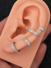 1 件 CZ 铰链鼻中隔鼻环 316L 不锈钢侧面密镶锆石软骨女式耳轮穿孔耳环身体首饰