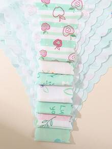 7pcs/Pack Women's Seamless Floral Print Triangle Panties With Comfortable Fabric And Sexy Wavy Edge