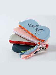 1pc Can Customize Silicone Glasses Case Personalized Customized Text, Soft Protection Glasses Bag Bag For Storage, Convenient Travel, Shock-Proof, Suitable For Glasses And Dust Silicone Zipper Glasses Bag Storage Bag Waterproof Bag Multi-Purpose