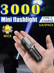 3/4/5PCS High Lumens Tactical Flashlight, Rechargeable Mini Flashlight With Adjustable Brightness, Long Lasting For Camping, Outdoor Adventures, And Home Emergency, One-Click Off, 3 Modes