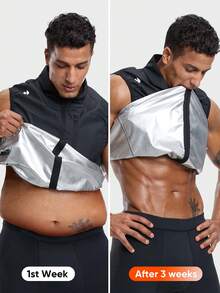 HOTSUIT Rompi Sauna Pria dengan Resleting Penuh, Kemeja Olahraga, Rompi Sauna Cocok untuk Lari, Latihan, dan Penurunan Berat Badan - Hitam - View 7