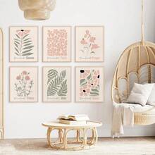 1/3Pcs Botanical Wall Arts Prints Blush Pink Canvas Wall Decor Flower Market Posters Abstract Aesthetic Pictures Pink Floral Artwork For Room Bedroom, Optional Frame ,Wall Art With Frame - Multicolor - View 5