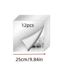 4/8/12 Stücke Klassische quadratische Wandspiegel-Fliesen, einfach anzubringen, rahmenloser Ganzkörperspiegel, geeignet für Schlafzimmer, Heimgymnastik, Studentenwohnheim-Dekor, modernes Ästhetik, dekorativer Wandspiegel - Verschiedenfarbig - Übersicht 11