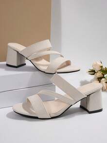 2025 Spring/Summer New Fashion Open Toe Strap Comfortable Chunky Heel Women Sandals - Beige - View 5