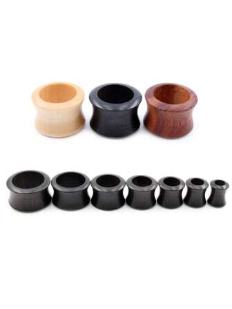 2 Pieces 8mm-20mm Hollow Natural Wood Men Ear Tunnels Plugs Expander Stretchers Gauges Earrings Piercing Body Jewelry