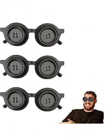1 set nieuwe knoopbrillen en kettingen voor volwassenen, gegoten plastic, heldere lenzen, merchandise, kostuumspullen, accessoires, decoratie, rollenspelaccessoires voor cosplay, feest, Halloween-feestaccessoires