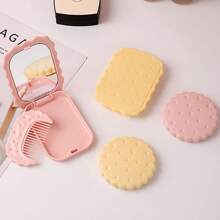 1 Peça Mini Espelho Cosmético de Cookie Realista, Espelho Redondo Dobrável Fofo e Portátil
