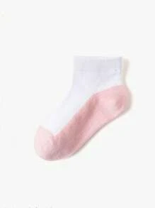 5 Pairs White/Pink Contrast Color Kids Socks, Pink Base Student Mesh Socks For Boys And Girls, Short Socks For Back To School, Christmas