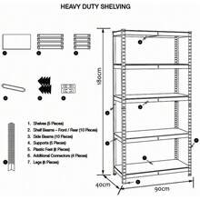 Heavy Duty 5 Tier Racking Shelf Garage Shelving Storage Shelves Unit 180x90x40cm (2) - 2 - View 6